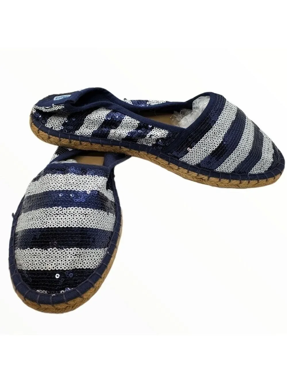 Tamaris sequin espadrilles blue & white